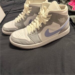 Women's Gray and White High-Top Sneakers